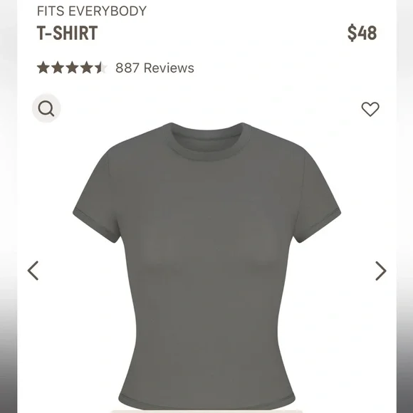 NEW Skims Gunmetal Fits Everybody T-shirt NWT - Picture 3 of 3